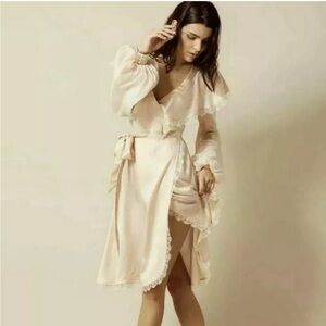 Agent Provocateur Silk Wrap Dress in Peachy Nude Color